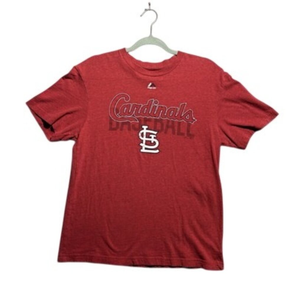 St. Louis Cardinals Baseball MLB Majestic Adult Men's Small Red Soft T-Shirt
